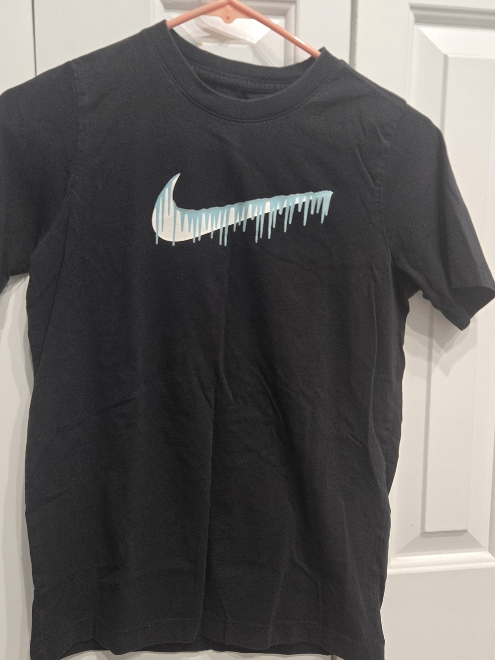 Nike Black Tee with Aqua Drip Swoosh
